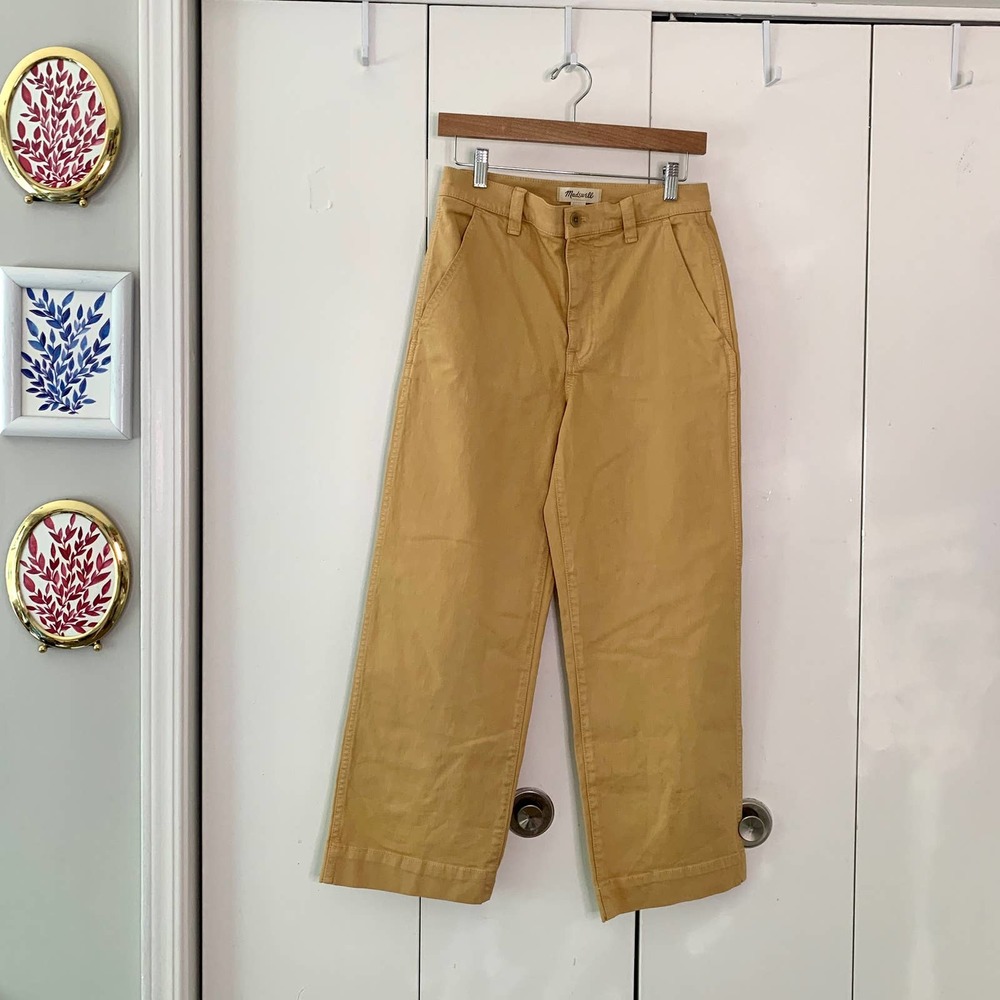 Madewell Wide Leg Cropped Pants in Tan